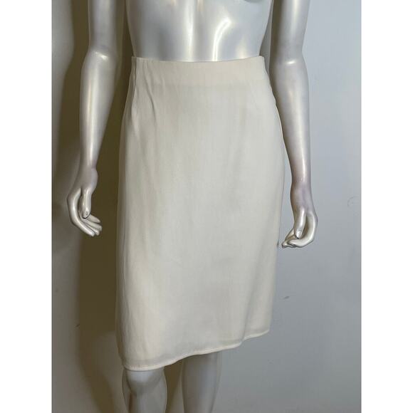 Vintage Valentino Ivory Wool Blend Straight Skirt Womens 8 Luxury